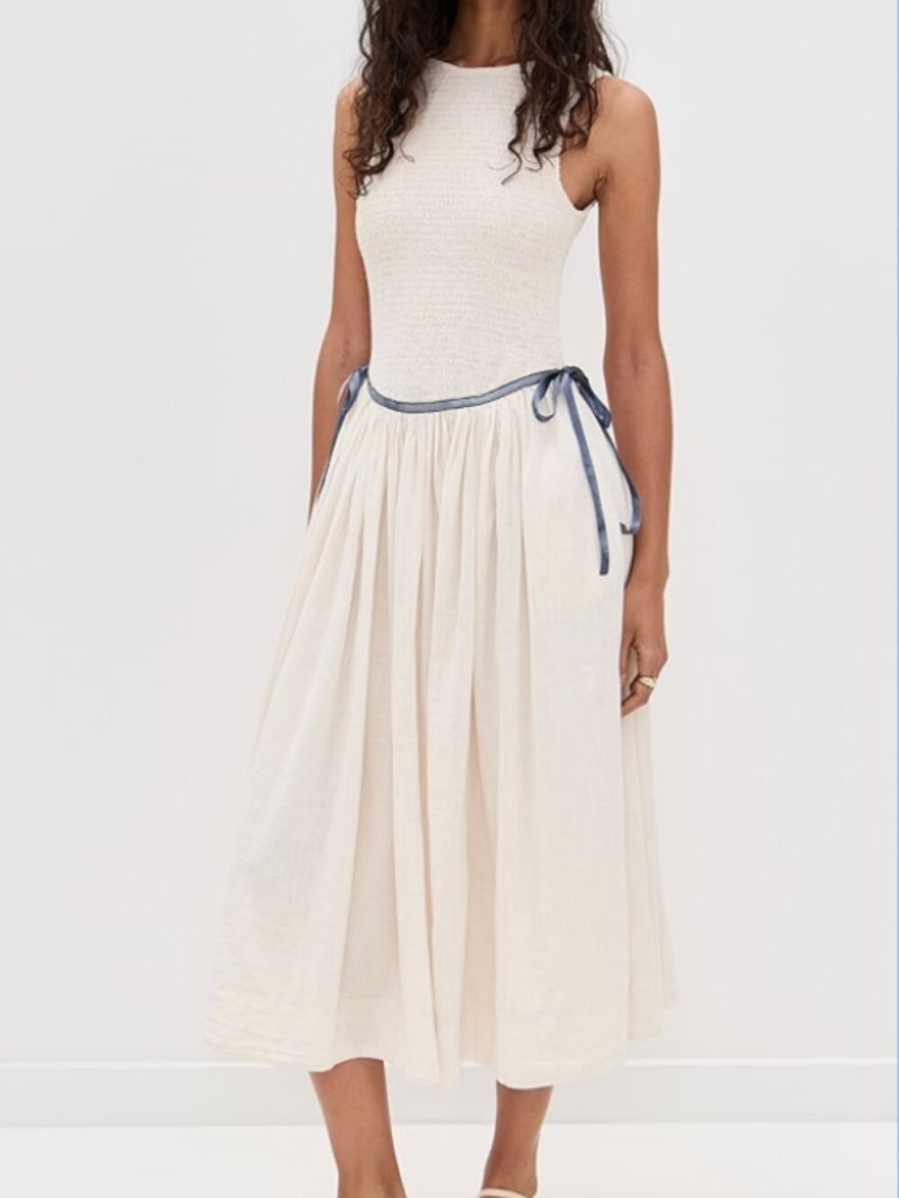 Free People Nightingale Solid Midi Dress – Tea Navy Combo – Small